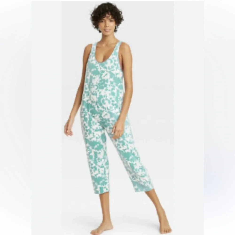 Aqua and White Tie-Dye Jumpsuit, fleece lined - Picture 3 of 3